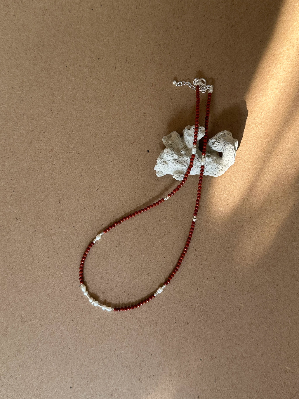 Vintage Red Stone Pearl Necklace - Lumivault