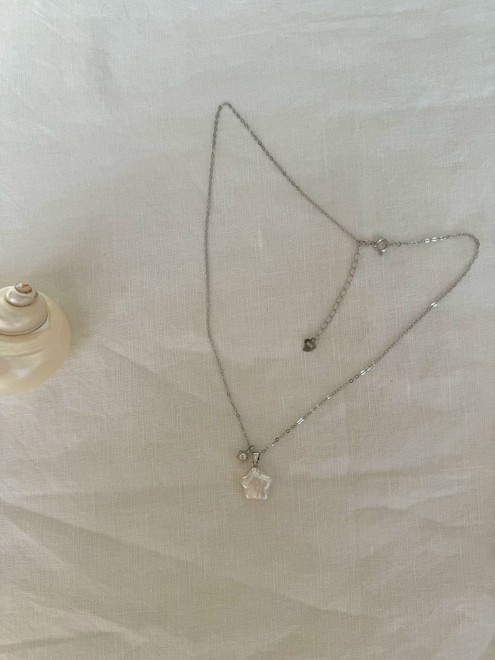 Lucky Star Peal Silver Necklace,Lumivault.