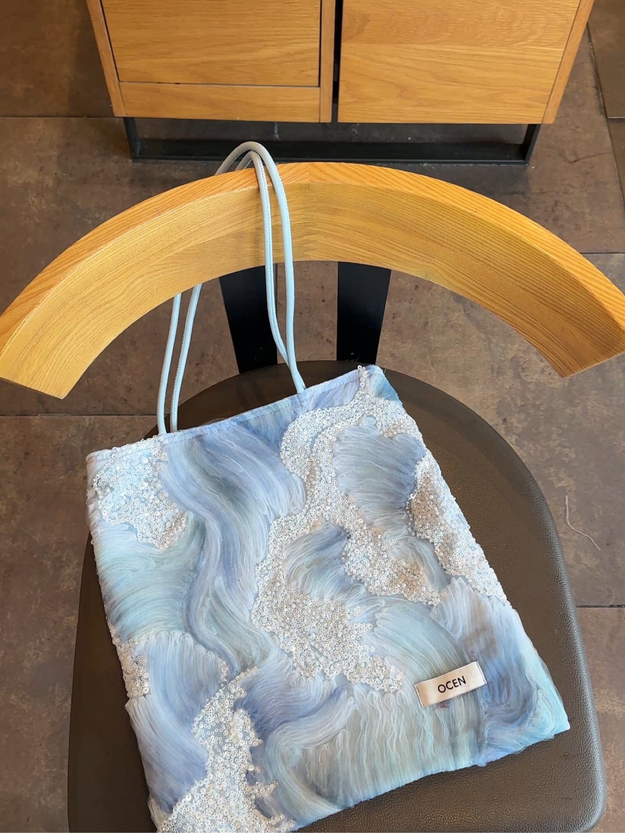Ink Wave Beaded Tote Bag - Lumivault