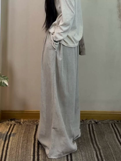 Accordion Pleated Linen Culotte Pants