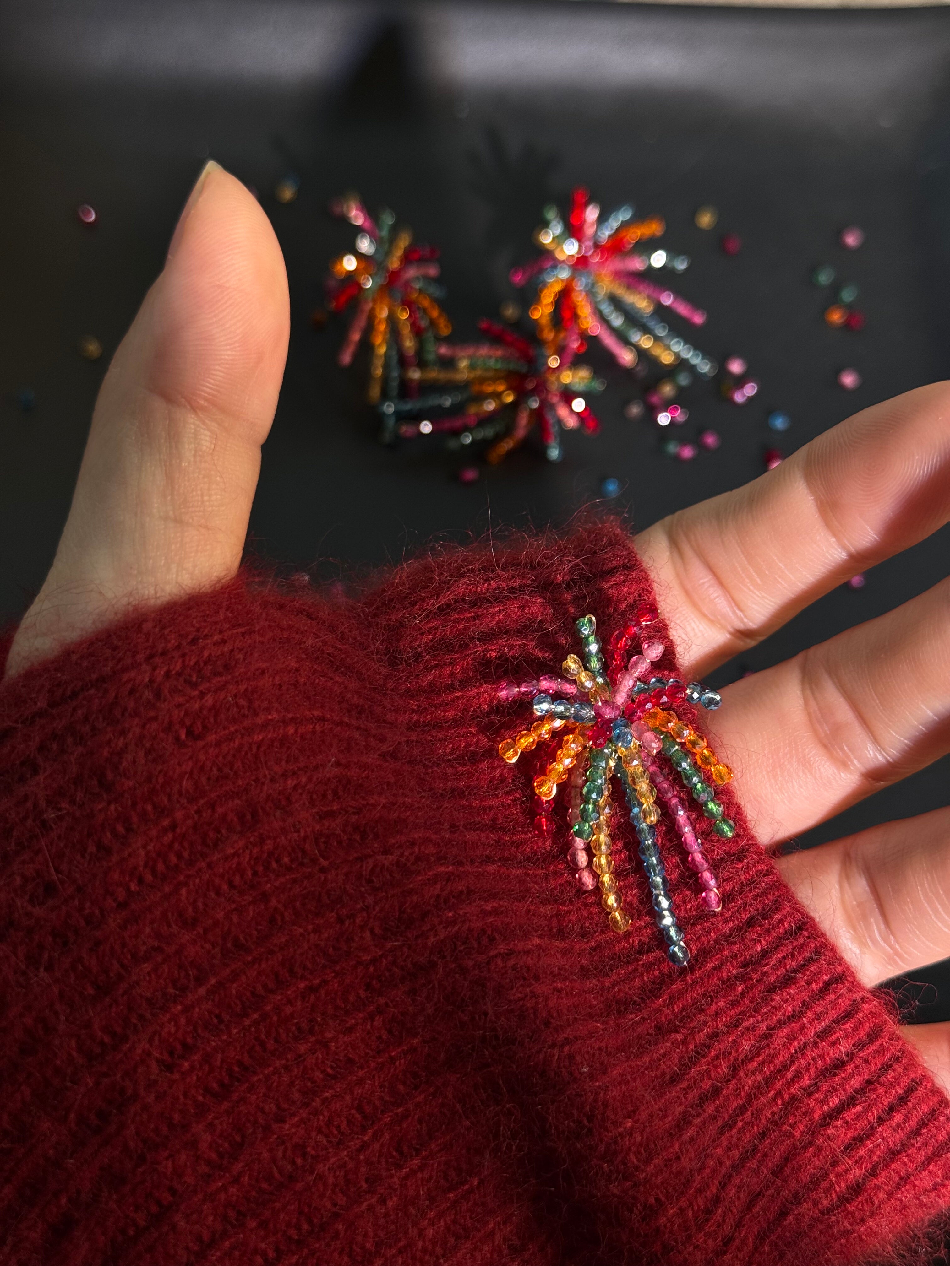 Cute Fireworks Beaded Earrings,Lumivault.