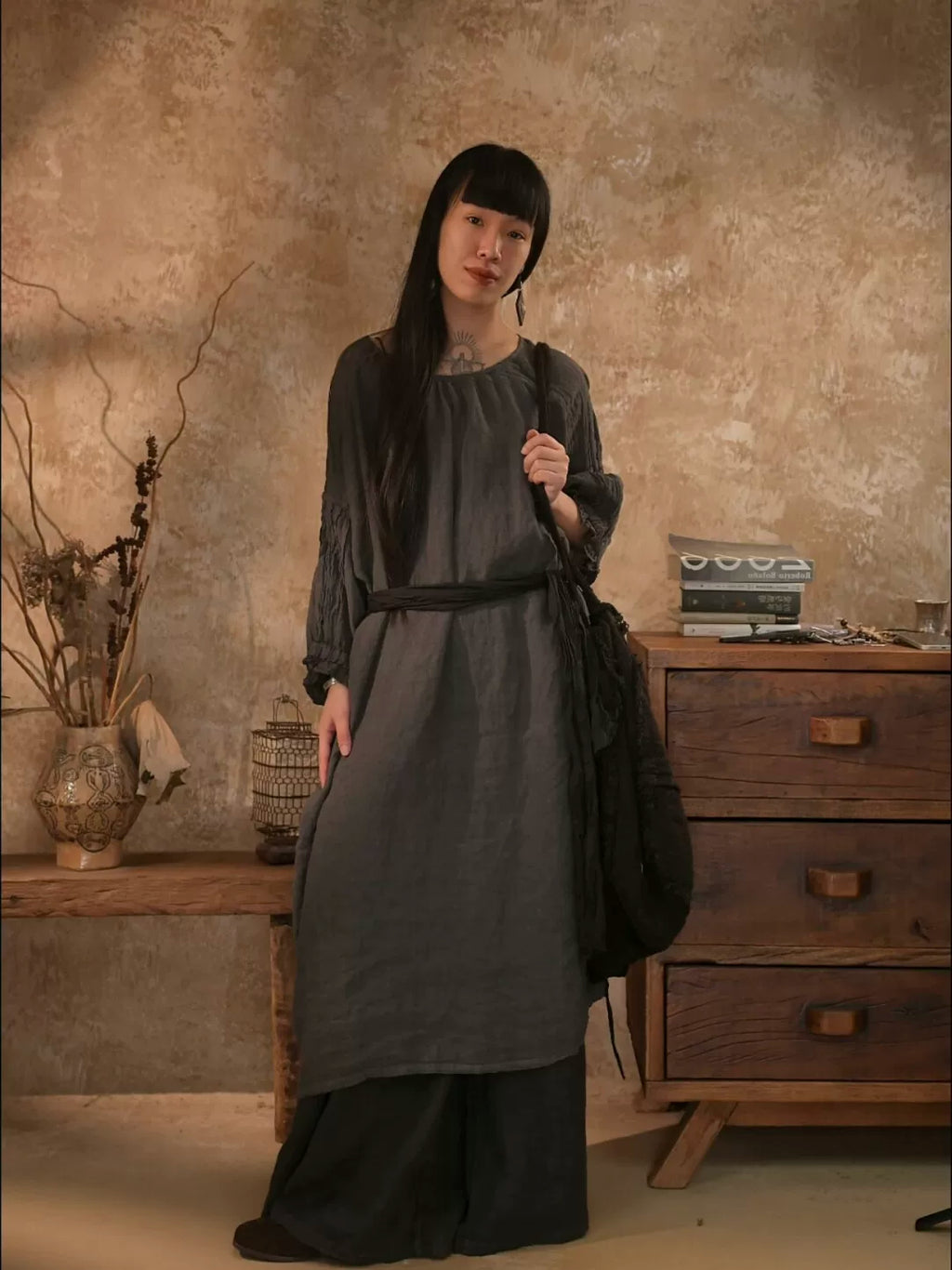 Vintage Linen Robe Dress