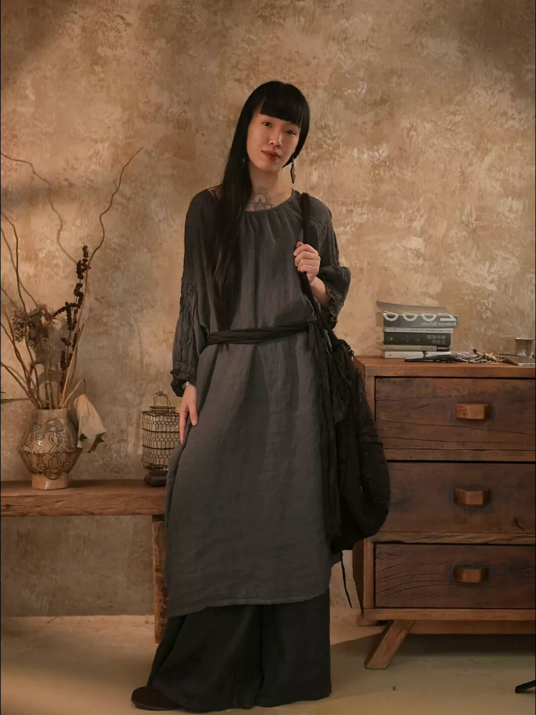 Vintage Linen Robe Dress