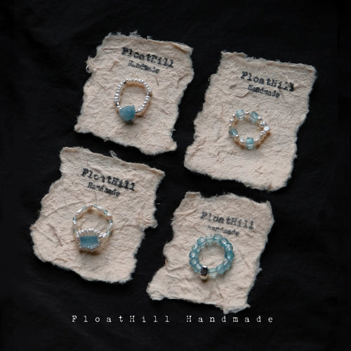 Blue Island Freshwater Pearl Beaded Elastic Ring,Lumivault.