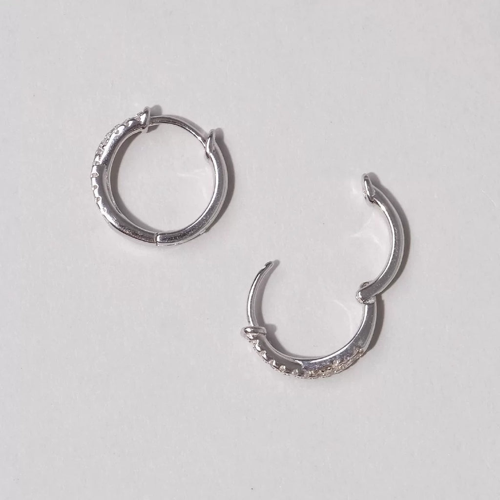 Crossover Zircon Silver Stud Earrings,Silver-plated Copper,Lumivault.
