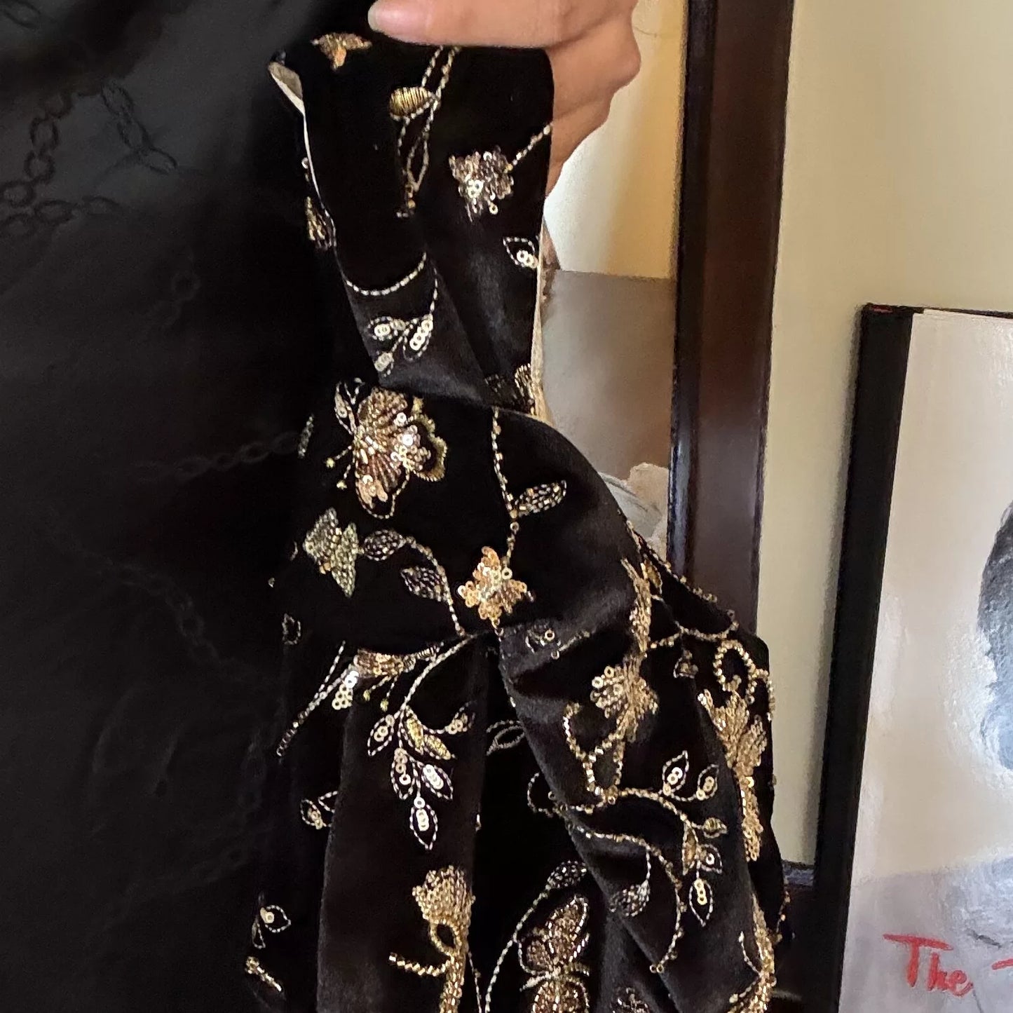 Vintage Golden Butterfly Velvet Handbag - Lumivault