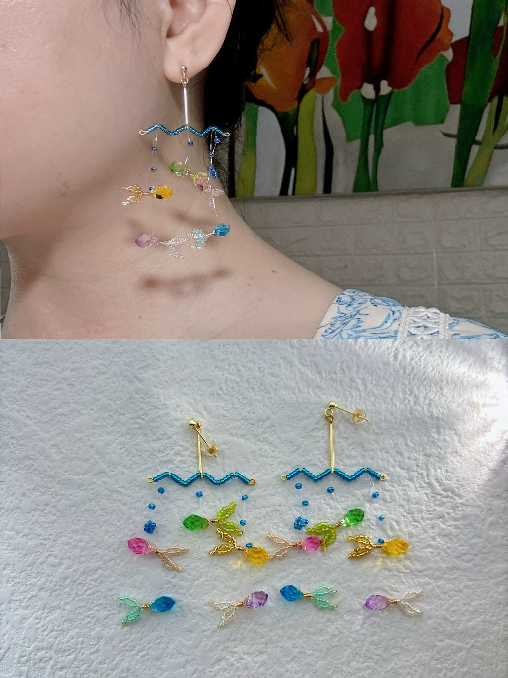 Color Fish Beaded Earrings,Lumivault.