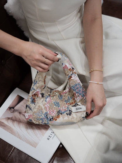 Palace Style Sequin Velvet Handbag - Lumivault
