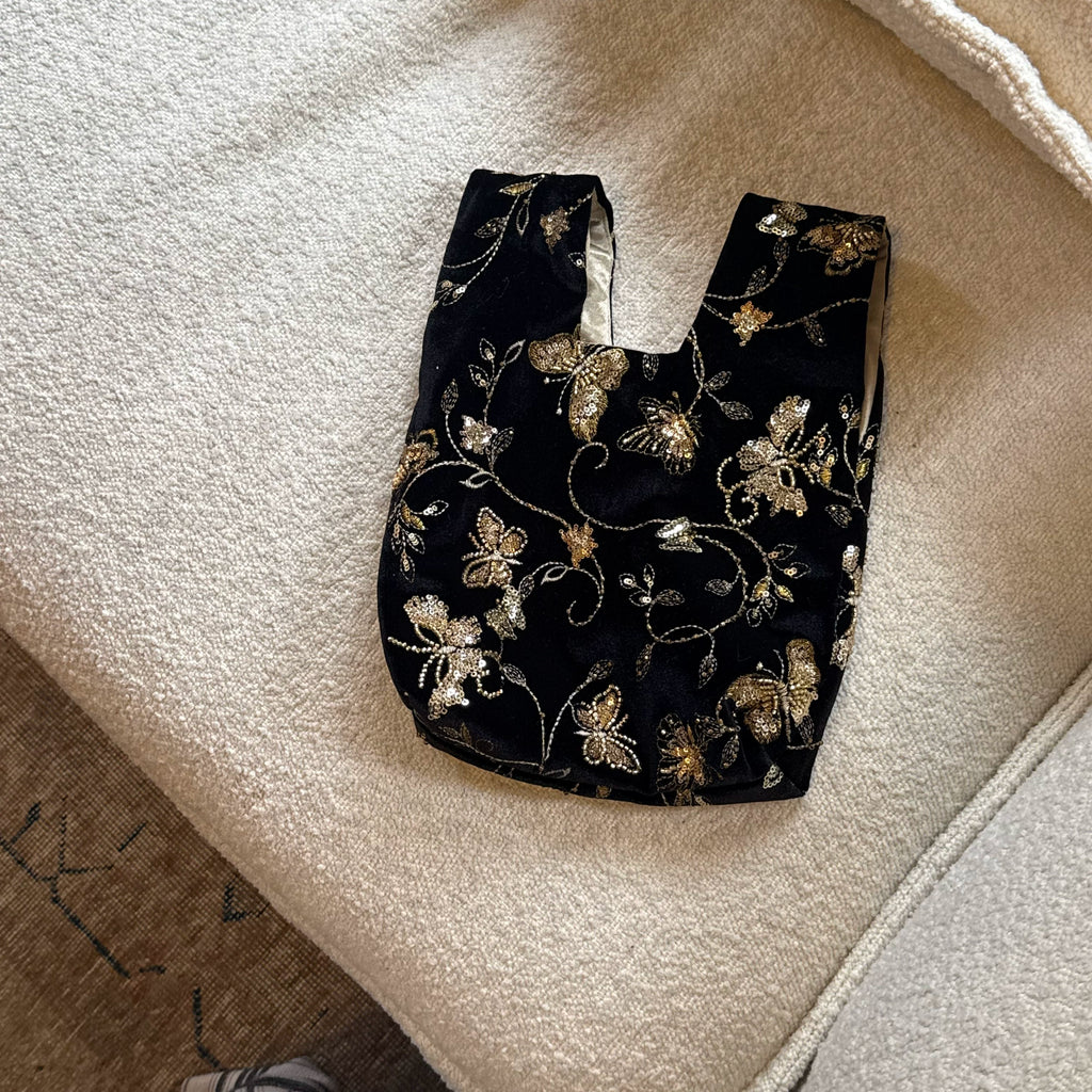 Vintage Golden Butterfly Velvet Handbag - Lumivault