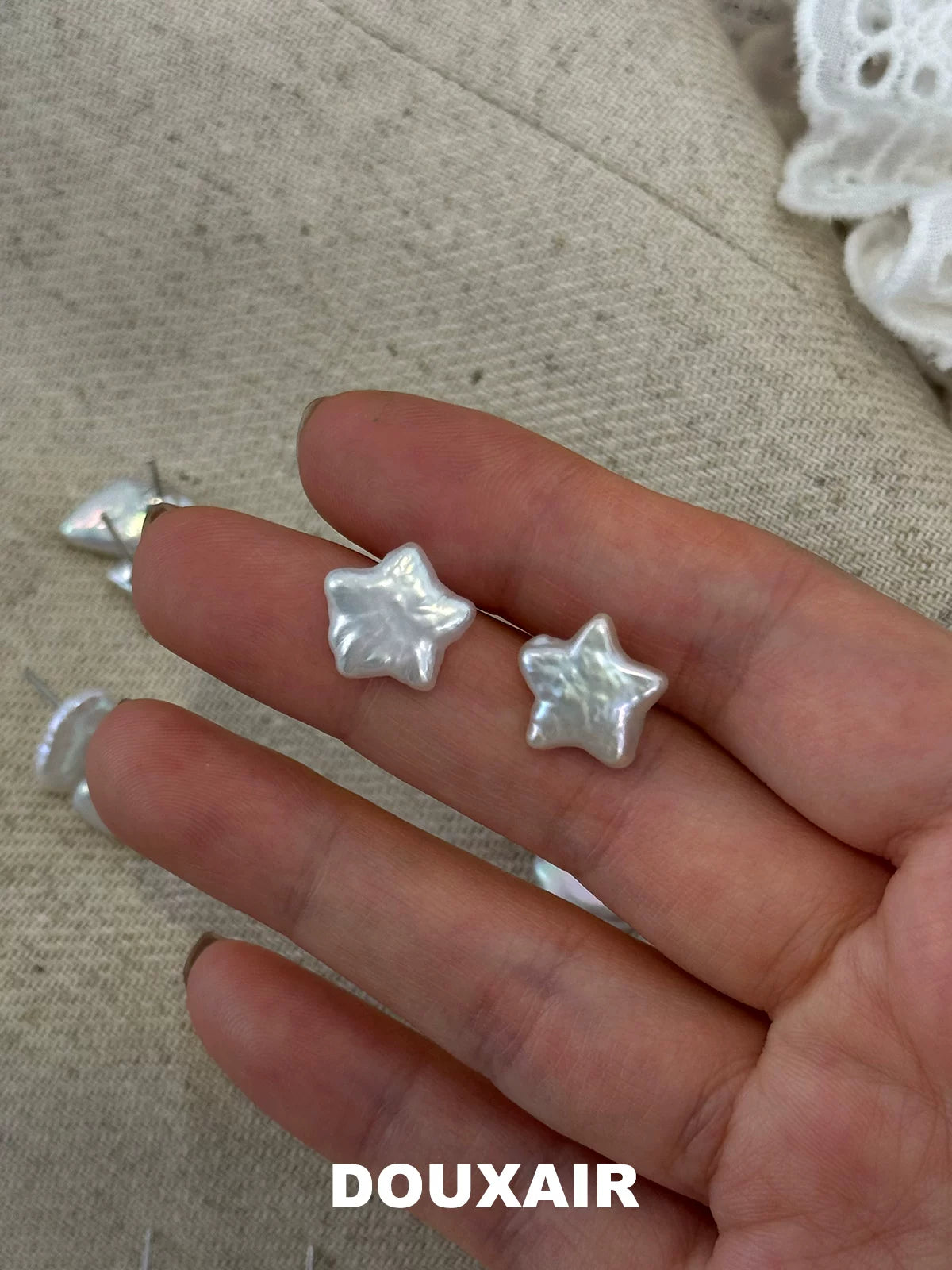Cute Baroque Pearl Stud Earrings,Star,Lumivault.