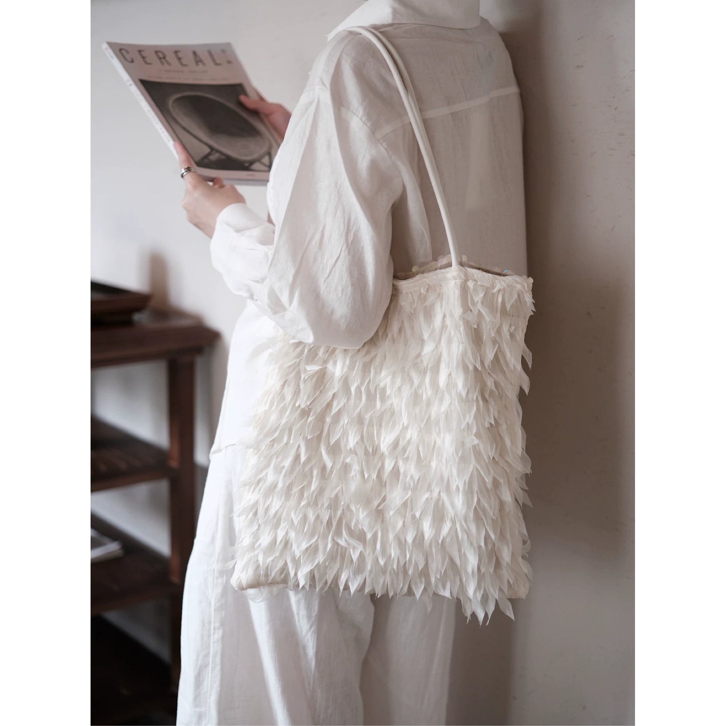 Mermaid Sequin Feather Statement Shoulder Bag - Lumivault