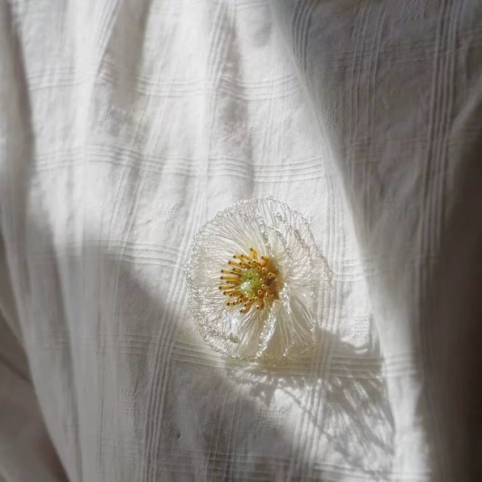 Metal Wire Poppy Flower Crochet Earrings
