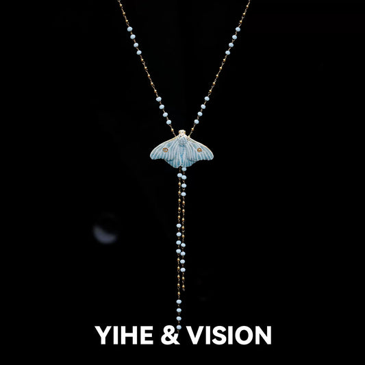 Frost Moth Ceramic Necklace,Lumivault.