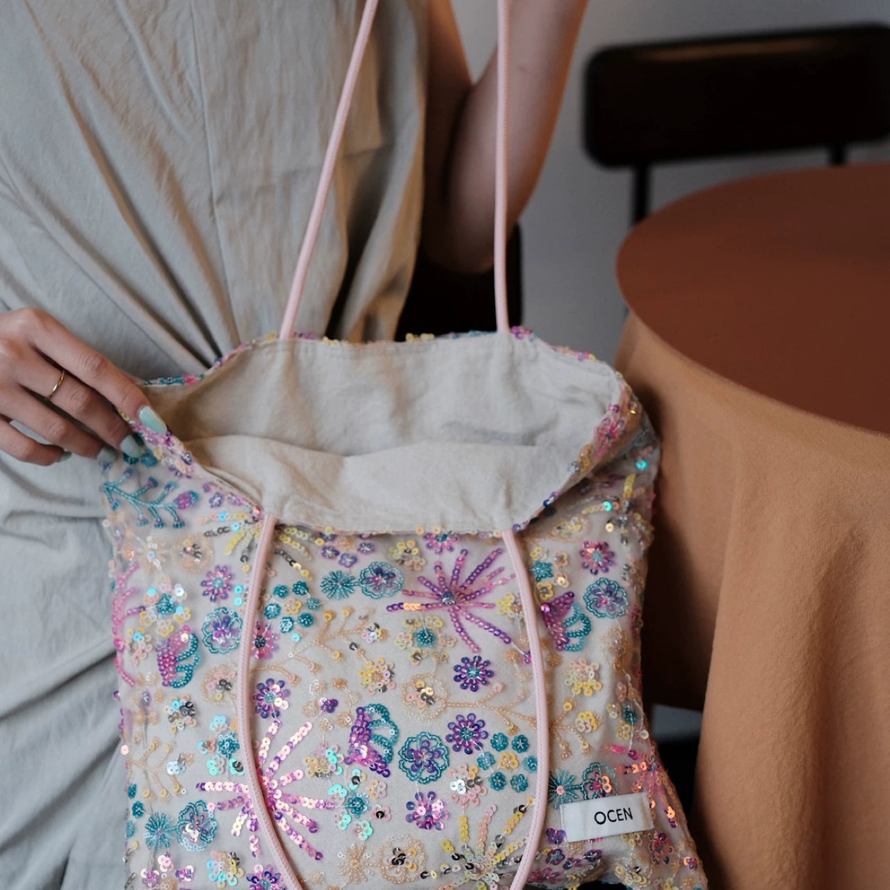Starlit Bloom Sequin Tote Bag - Lumivault