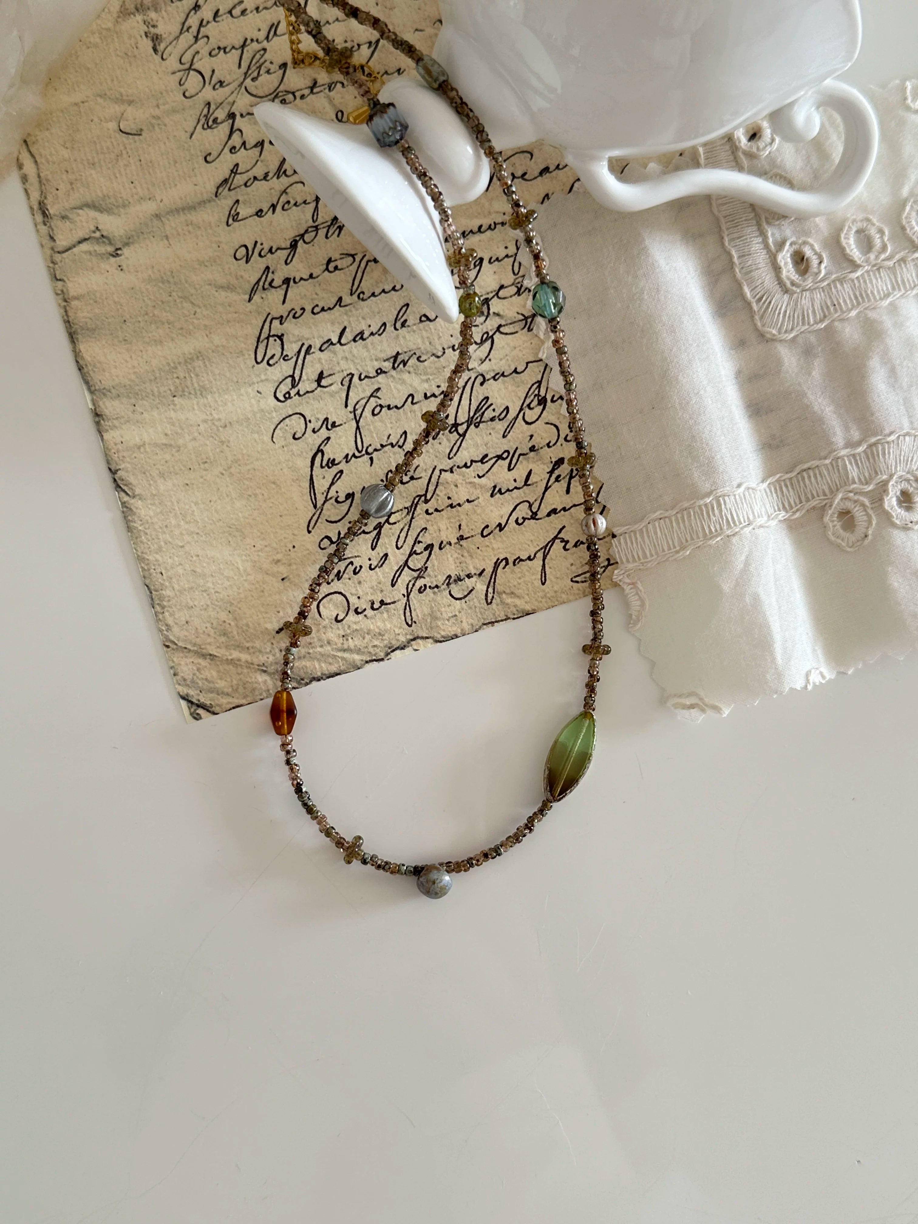 Old Dream Czech Beaded Necklace - Lumivault