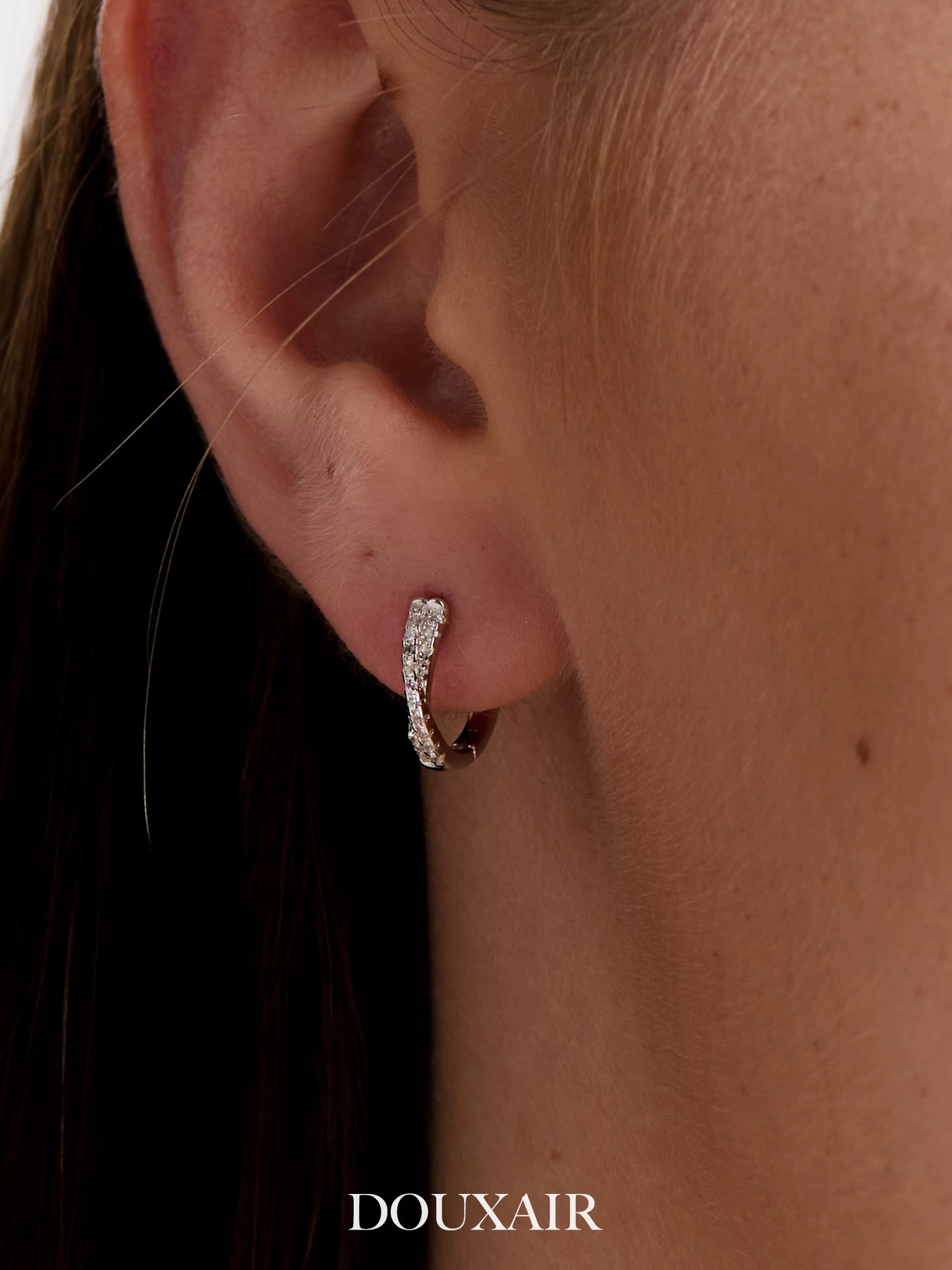 Crossover Zircon Silver Stud Earrings,Lumivault.