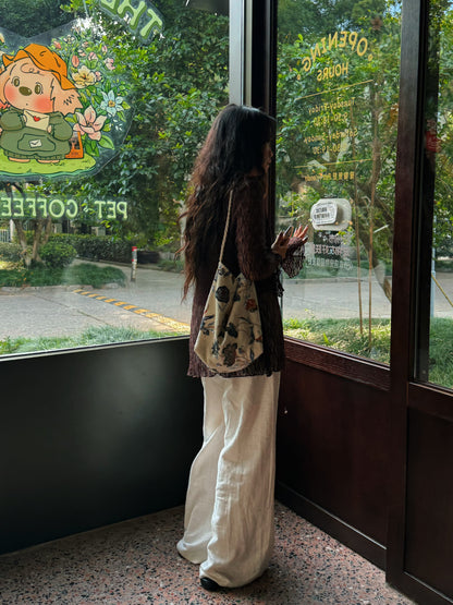Minimalist Floral Embroidered Denim Bag - Lumivault