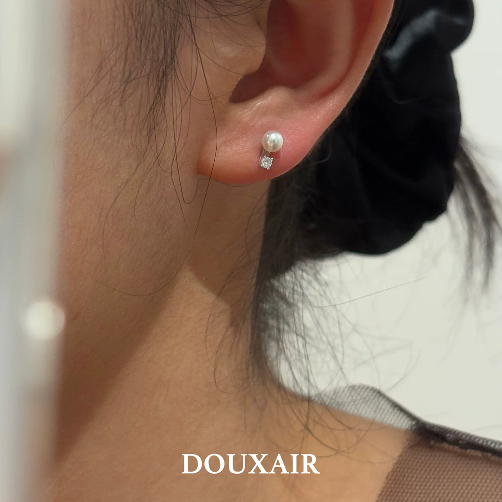 Pearl Zircon Stud Earrings,Lumivault.