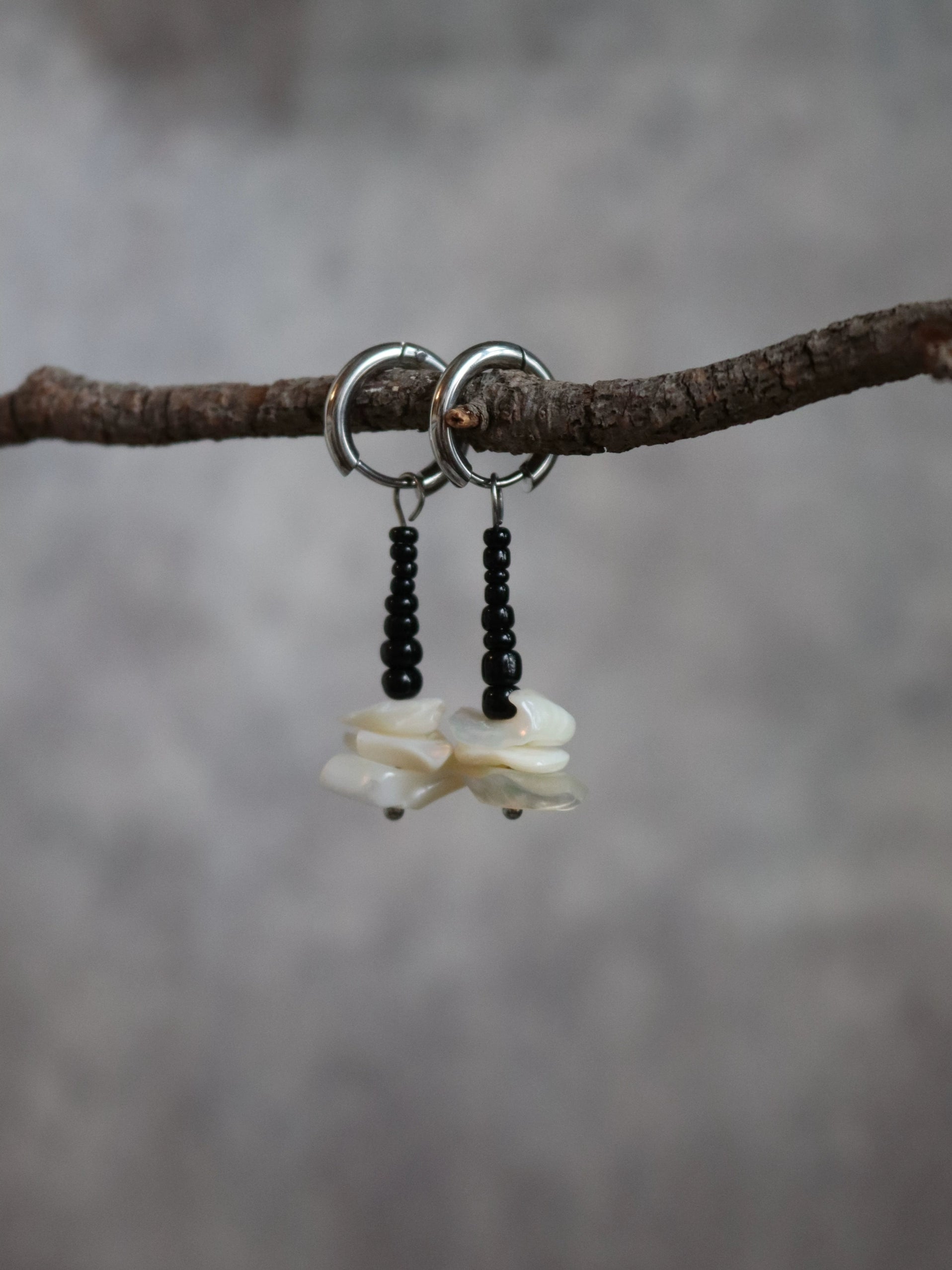Chinoiserie Irregular Shell Drop Earrings,Lumivault.