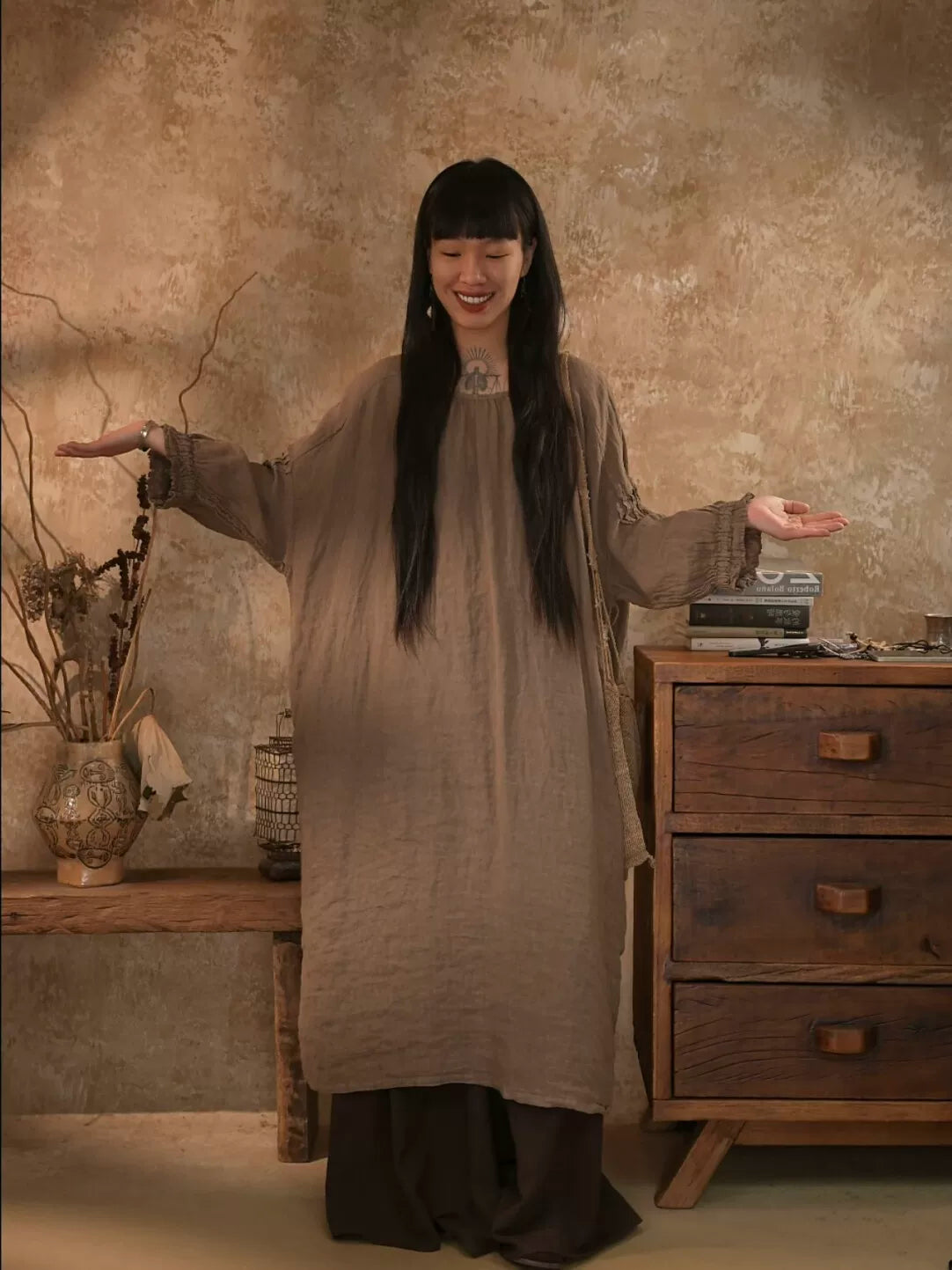 Vintage Linen Robe Dress