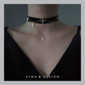 Zircon Cross Black Velvet Choker,Lumivault.
