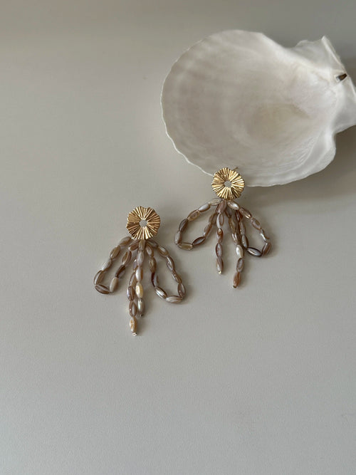 Bronze Mother of Pearl Tassel Earrings - Lumivault