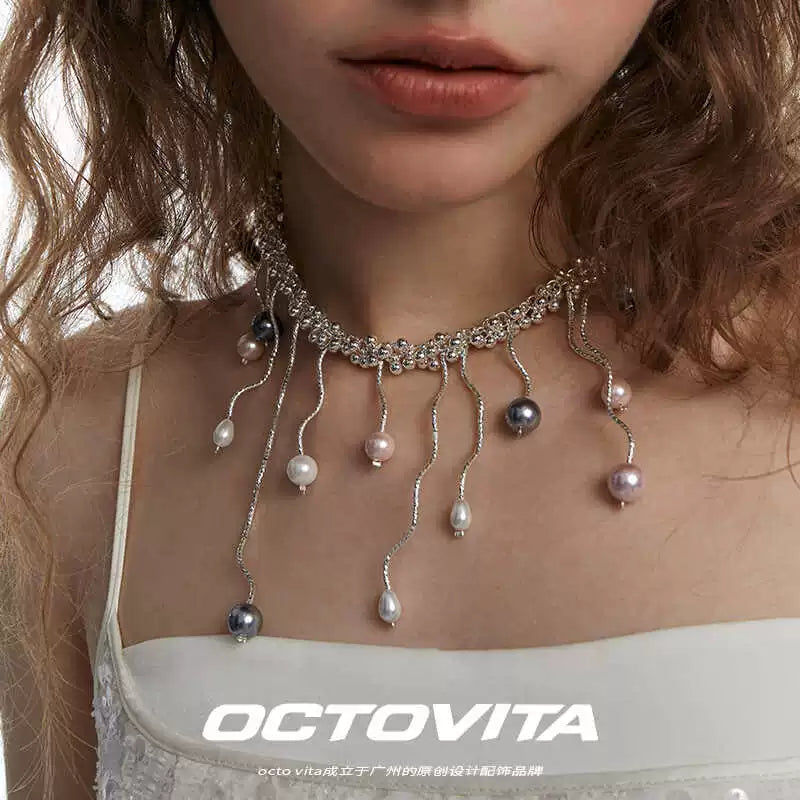 Raindrops Pearl Choker,Lumivault.