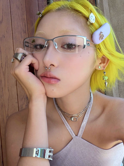Titanium Paperclip Semi-Rimless Glasses - Lumivault