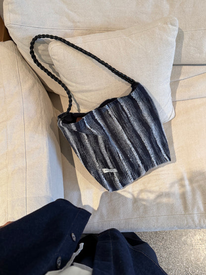 Denim Striped Shoulder Bag - Lumivault