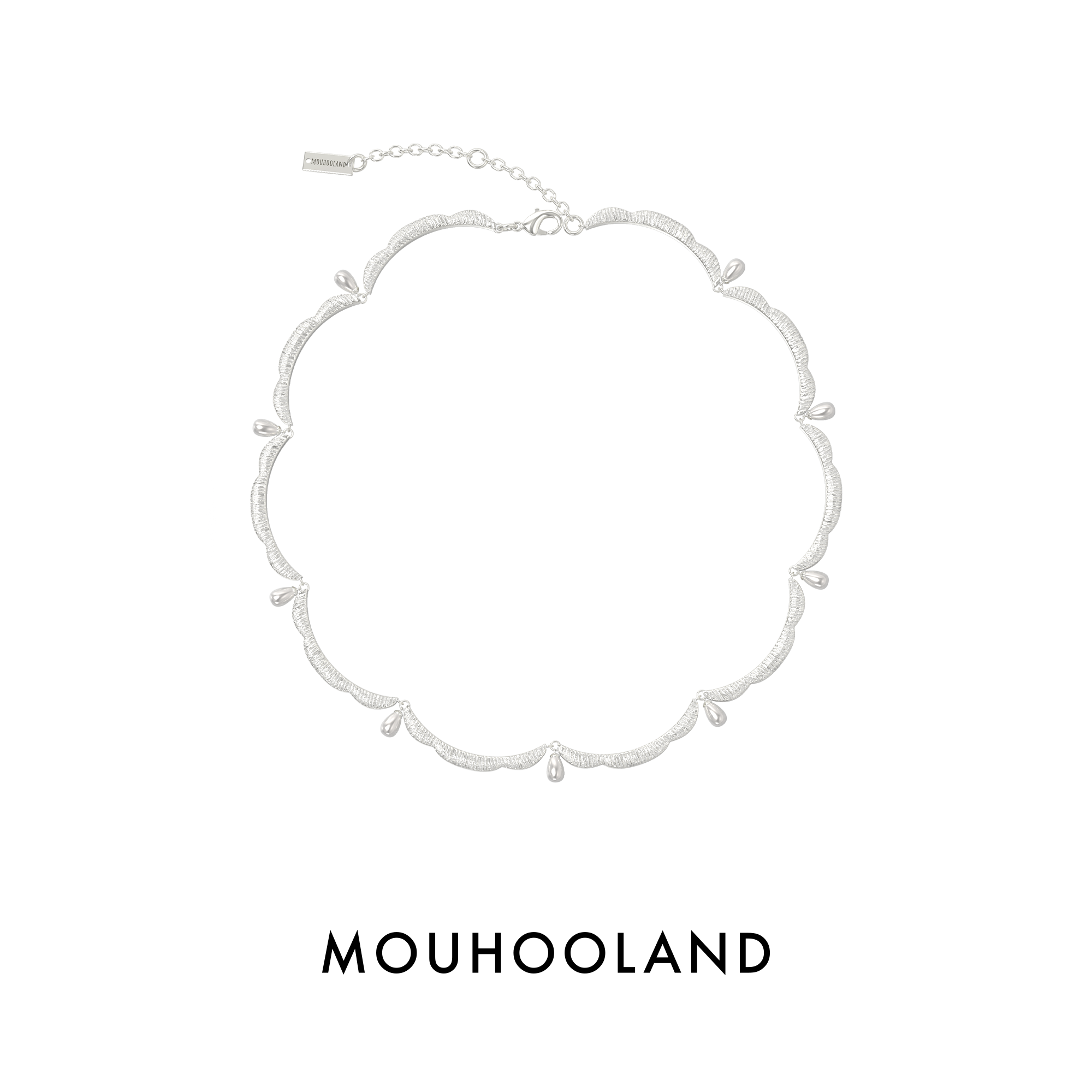 Dusk Land Lace Natural Pearl Necklace,Silver,Lumivault.