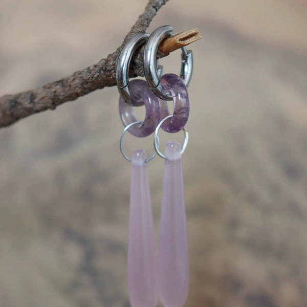 Chinoiserie Pink Jade Buckle Earrings