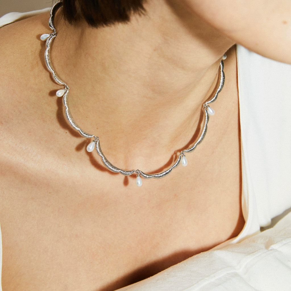 Dusk Land Lace Natural Pearl Necklace,Lumivault.