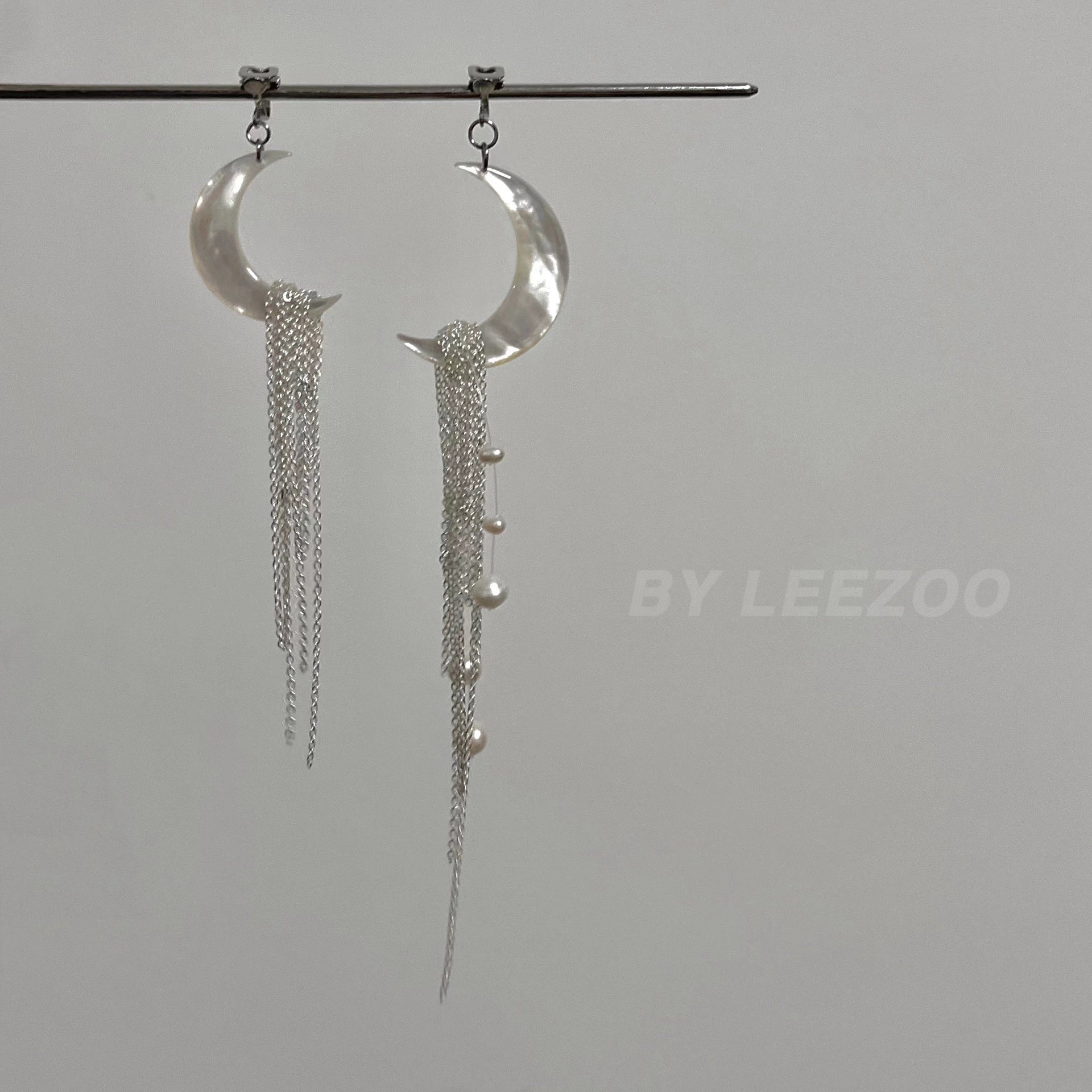 Moonlight Waterfall Freshwater Pearl Shell Earrings,Lumivault.