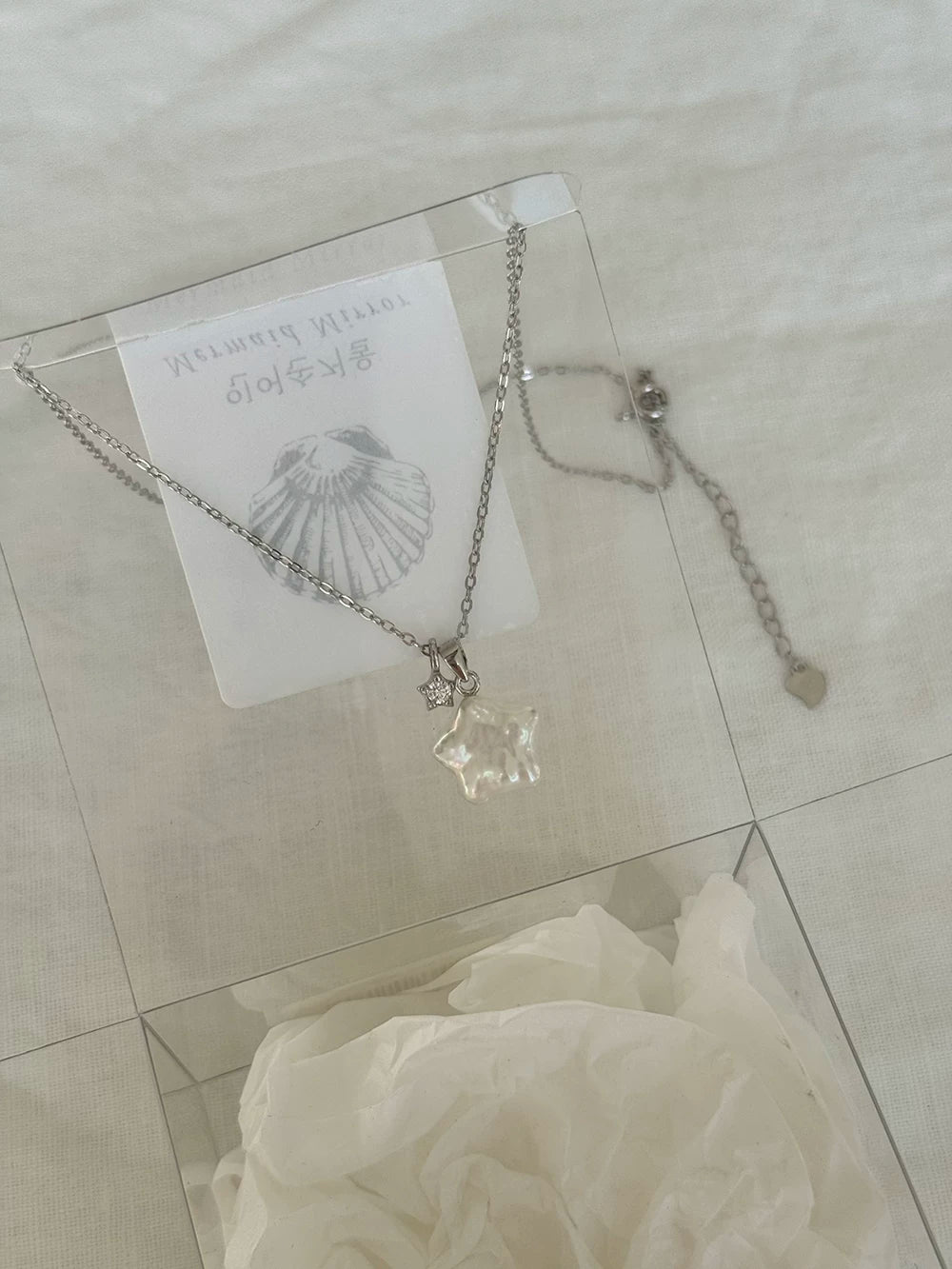 Lucky Star Peal Silver Necklace,Lumivault.