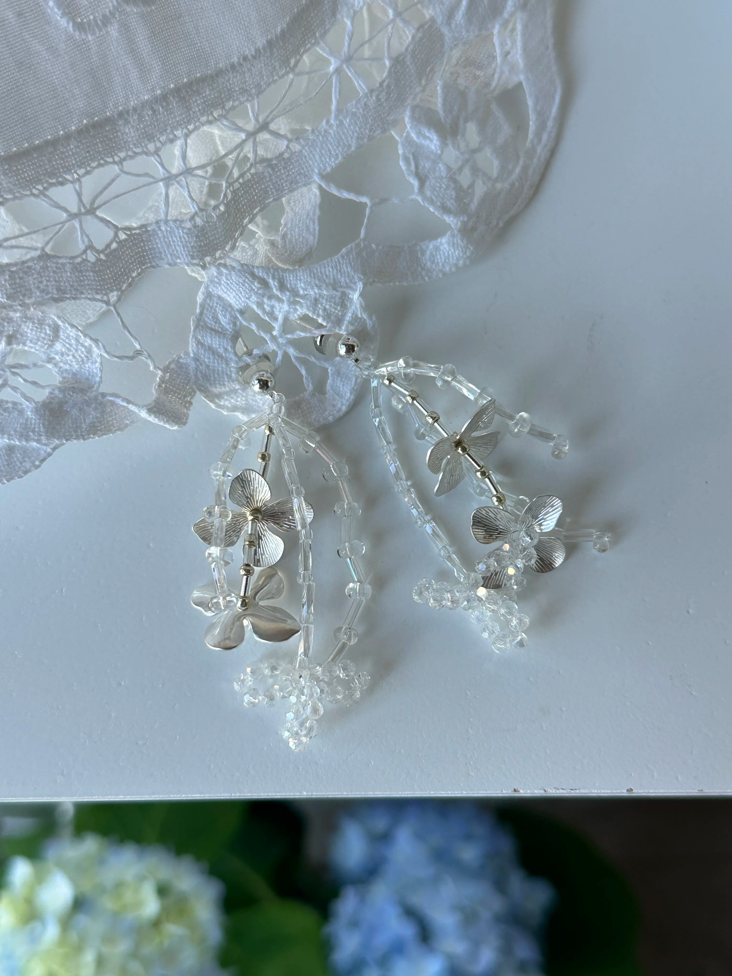 Moonlight Hydrangea Tassel Flower Earrings - Lumivault