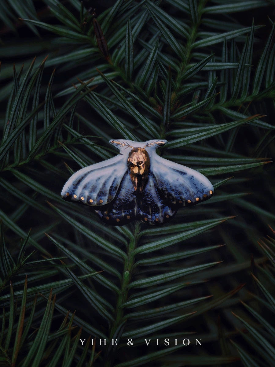 Blue Moth Ceramic Earrings,Lumivault.