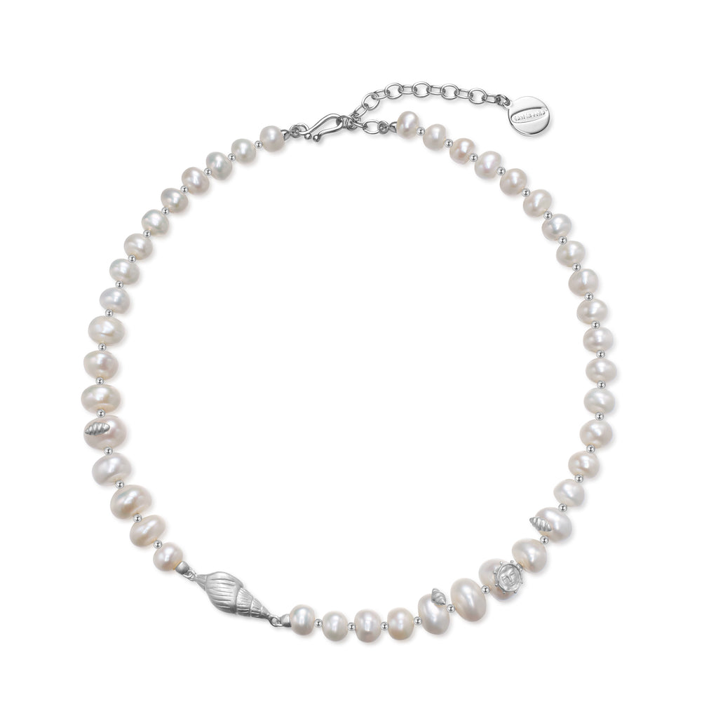 Retro Gold Coin Pearl Necklace,Silver,Lumivault.