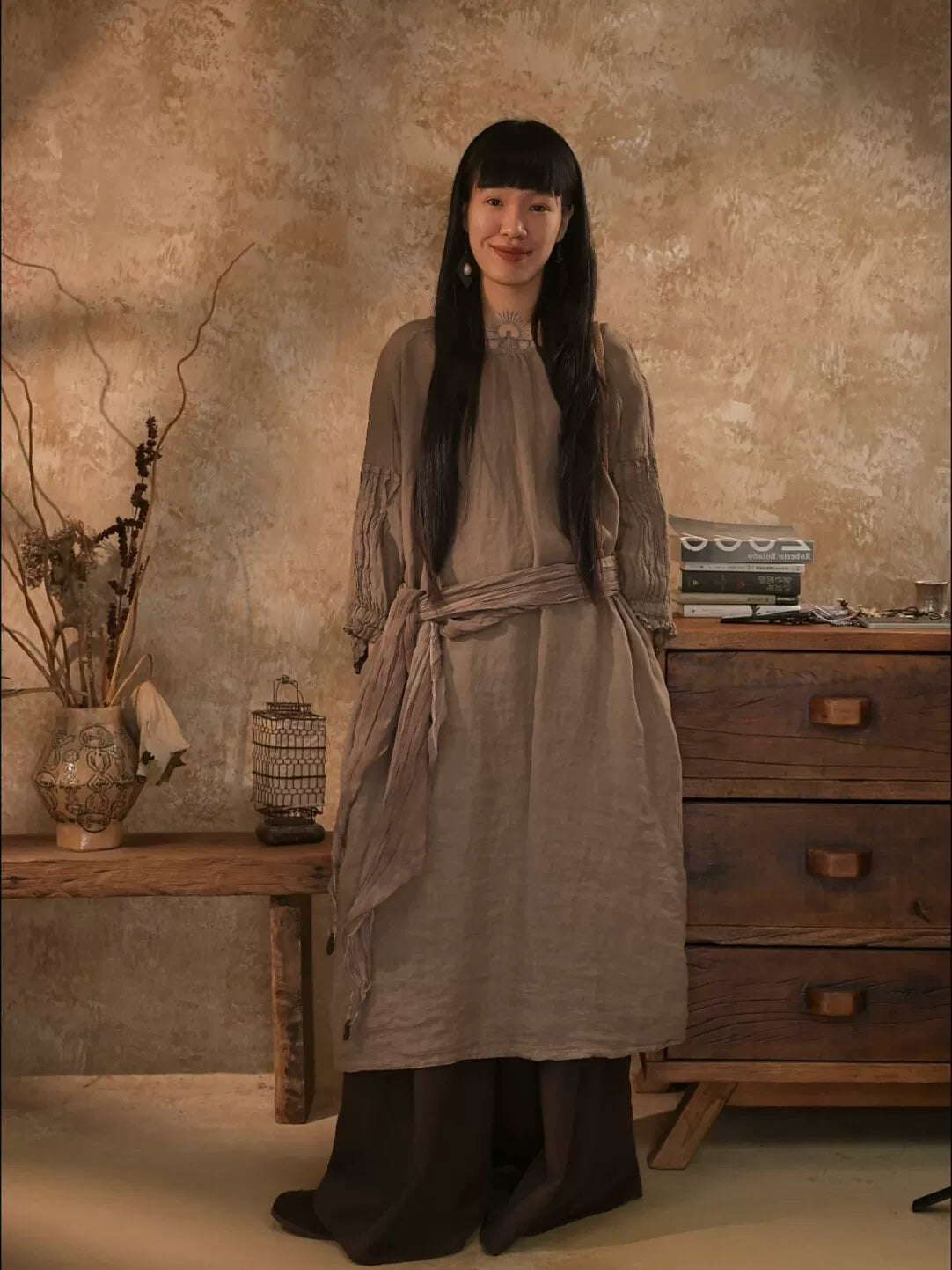 Vintage Linen Robe Dress