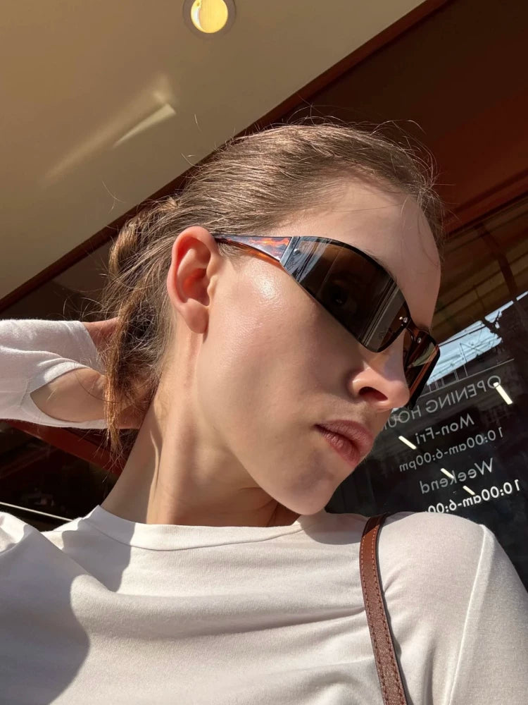Y2K Futurist Metal Sunglasses - Lumivault