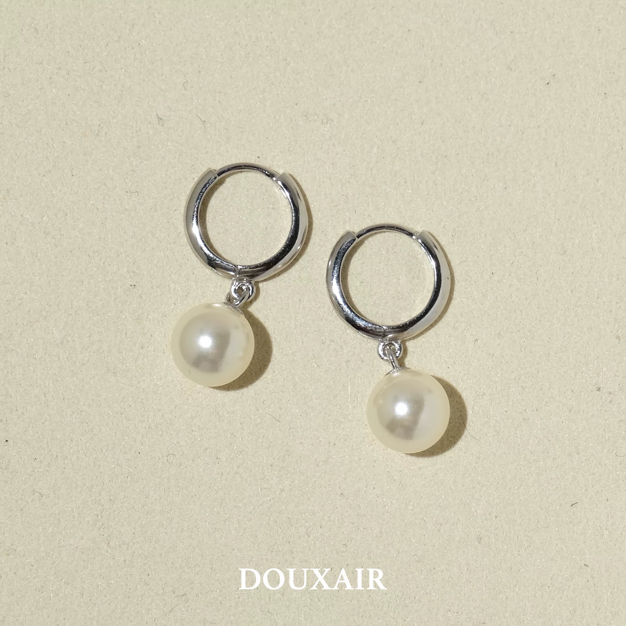 Single Pearl Silver Stud Earrings,8mm Silver Earrings,Lumivault.