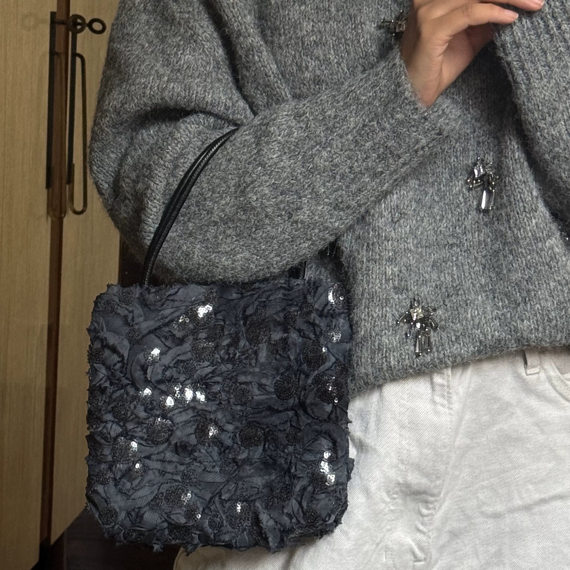 Vintage Sequin Hollow Evening Bag - Lumivault