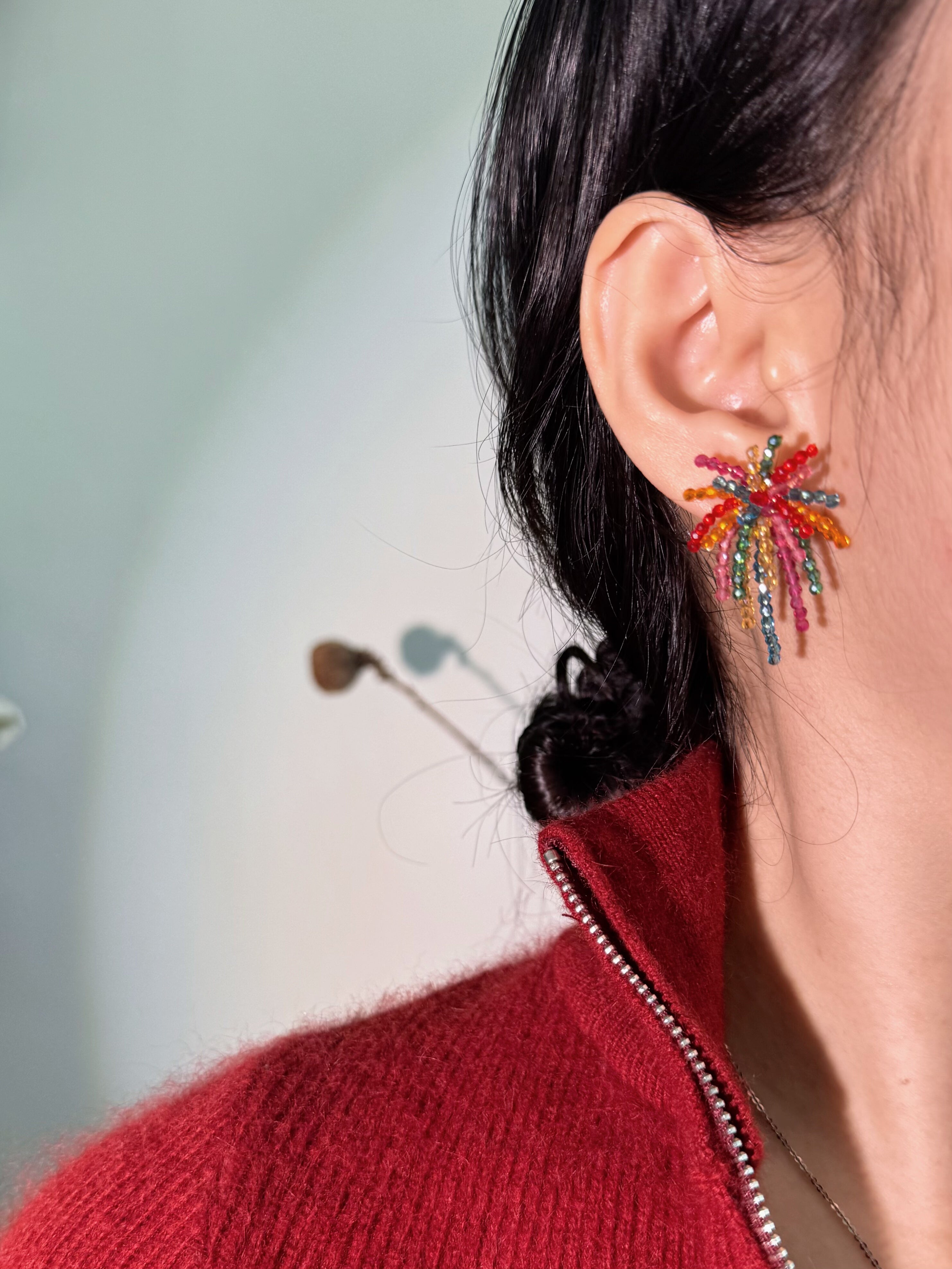 Cute Fireworks Beaded Earrings,Lumivault.