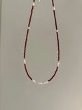 Vintage Red Stone Pearl Necklace - Lumivault