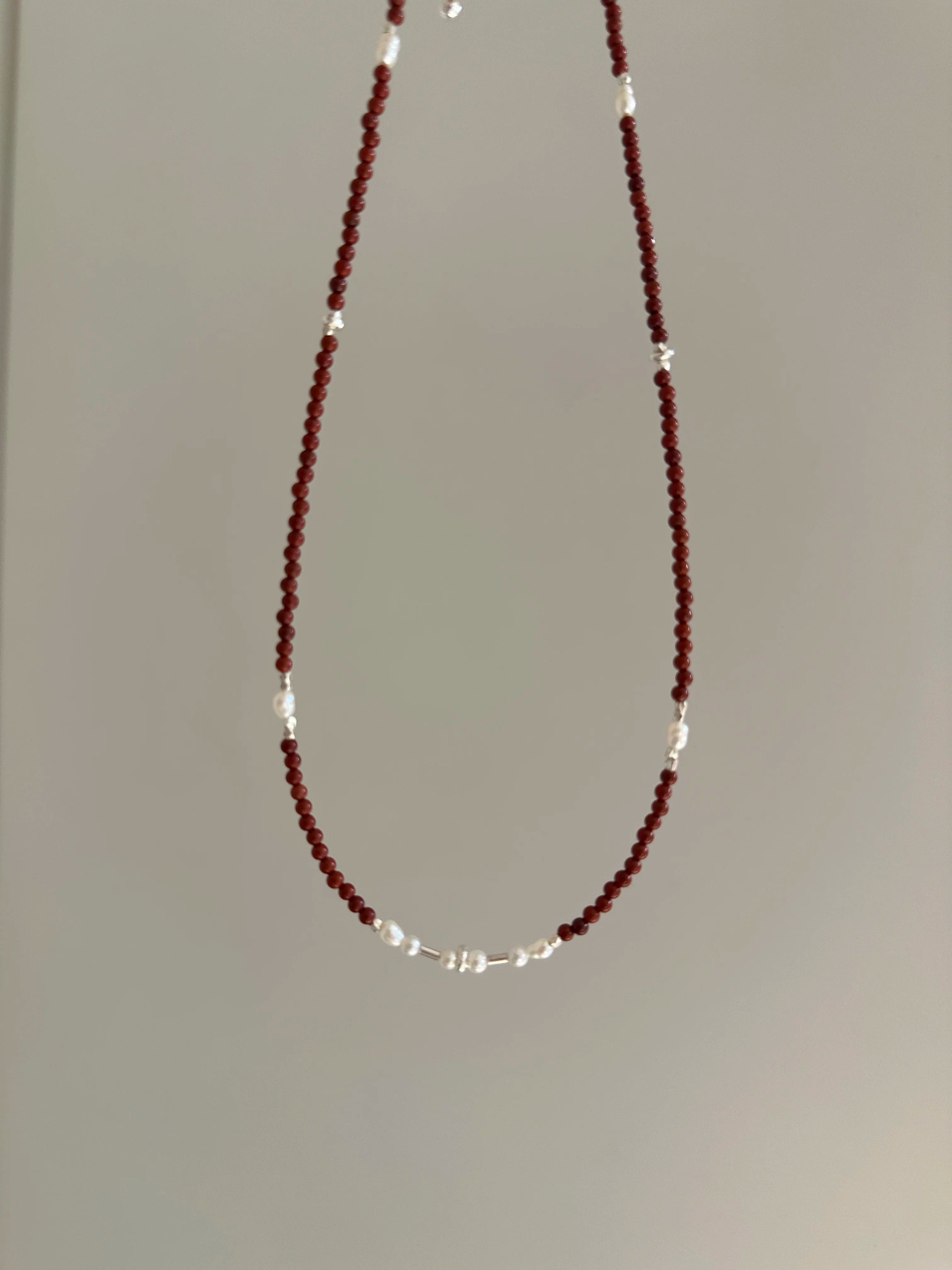 Vintage Red Stone Pearl Necklace - Lumivault