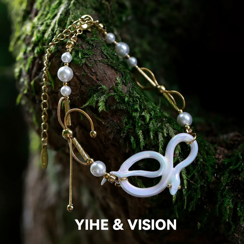 Floating Light White Snake Ceramic Bracelet,Lumivault.