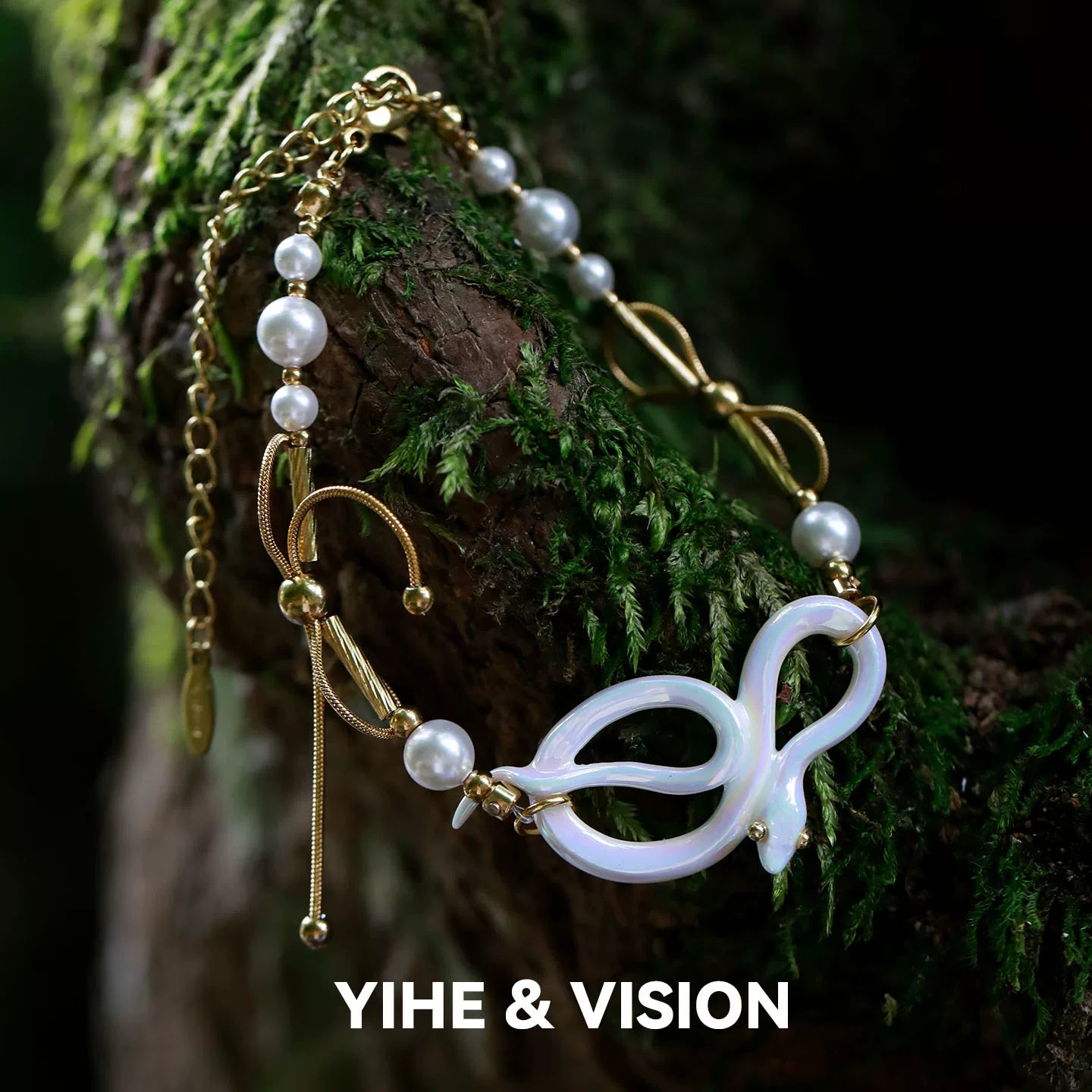 Floating Light White Snake Ceramic Bracelet,Lumivault.