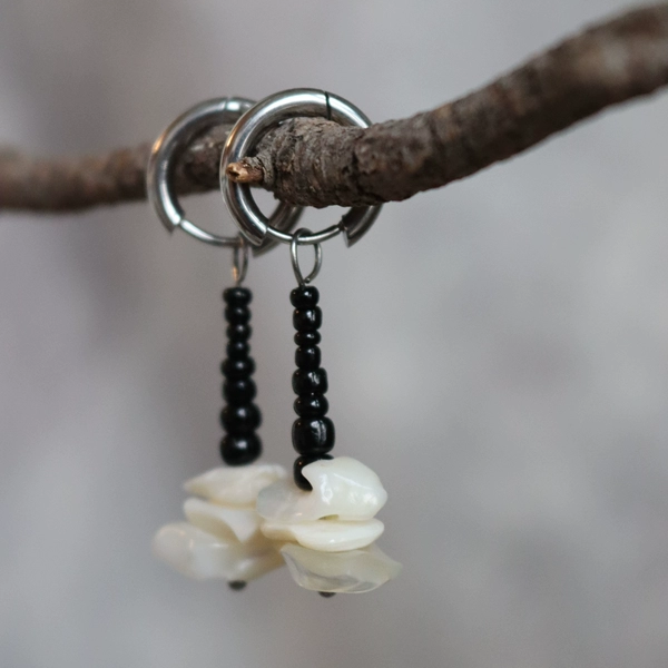 Chinoiserie Irregular Shell Drop Earrings,Lumivault.