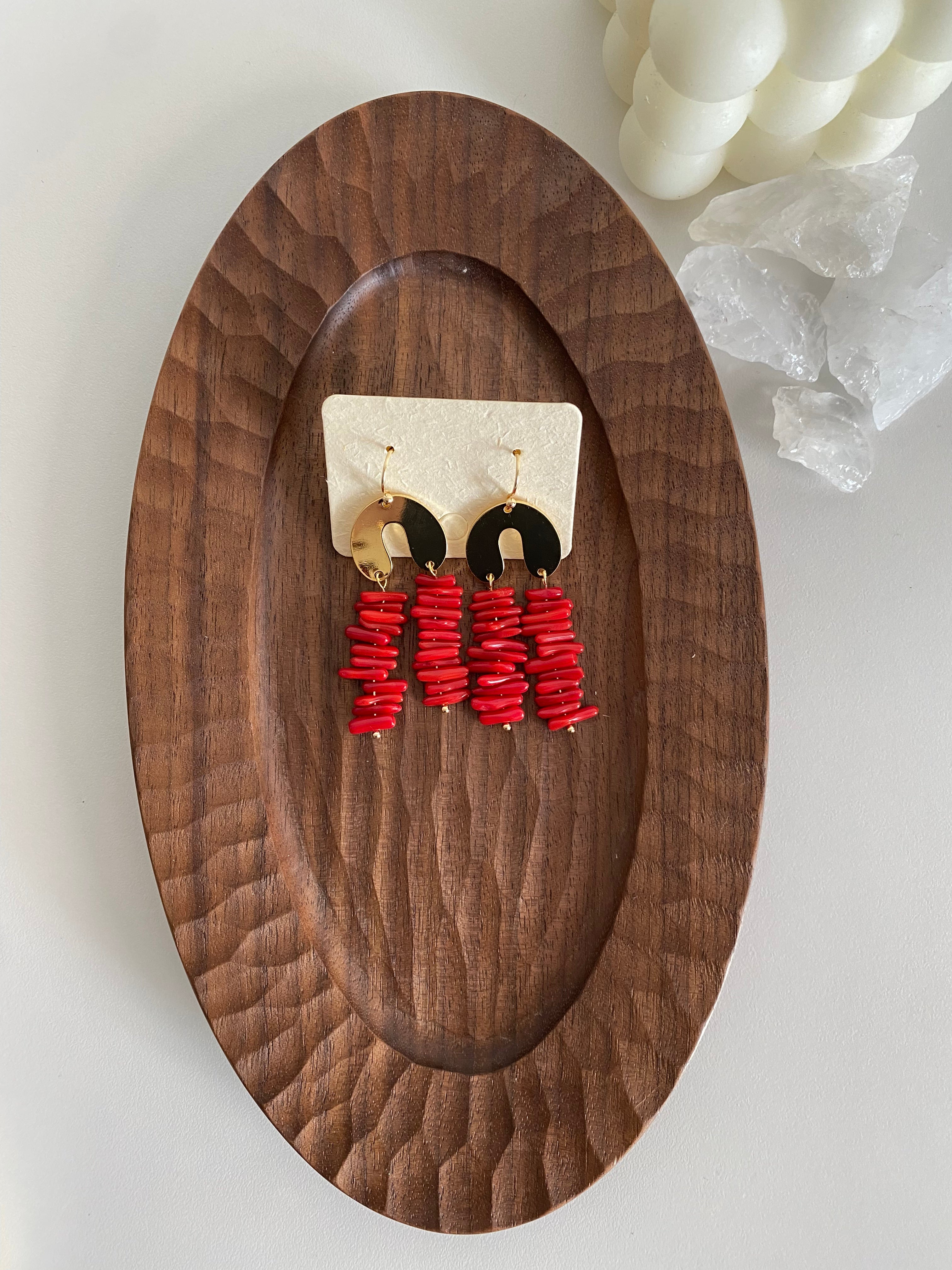 Vintage Sea Bamboo Coral Earrings