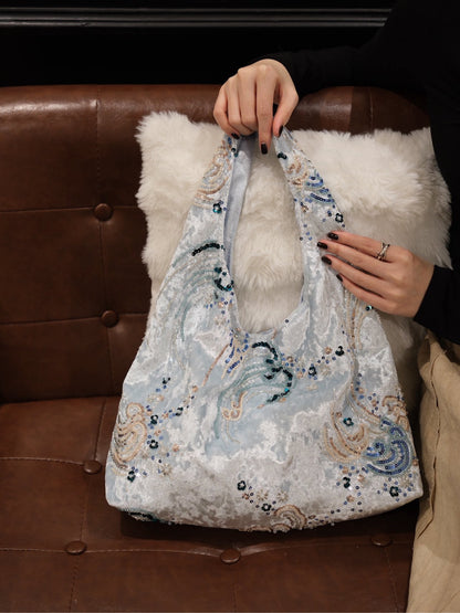 Moon Tide Velvet Hobo Bag - Lumivault