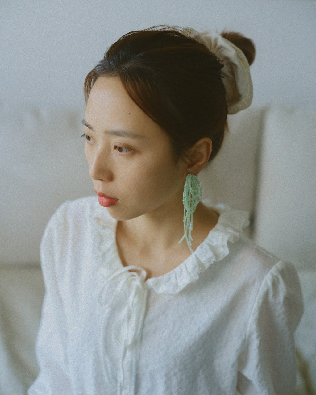 Elegant Green Tube Bead Earrings